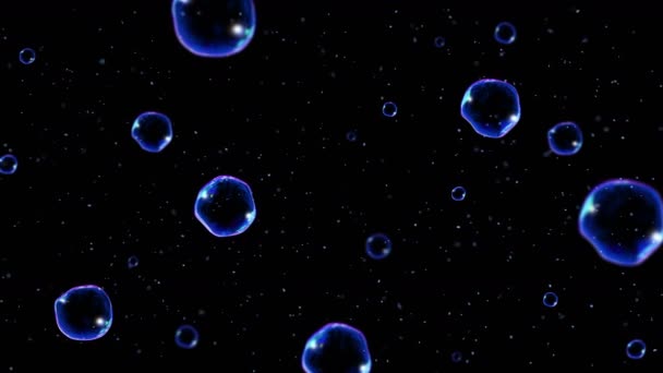Muchas Burbujas Jabón Sobre Fondo Negro Burbujas Realistas Flotan Lentamente — Vídeo de stock