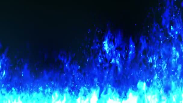 Comic Cartoon Pattern Burning Fire Flames Black Background Dangerous Blue — Stock Video
