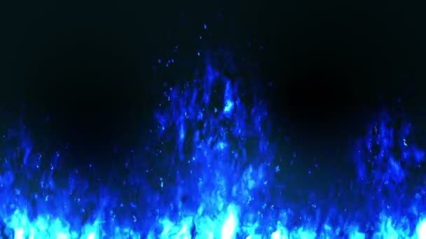 Comic Cartoon Pattern Burning Fire Flames Black Background Dangerous Blue — Stock Video