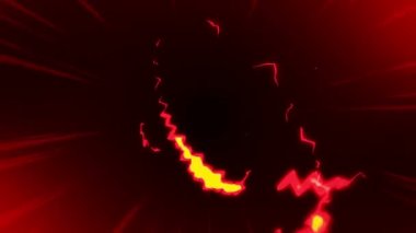 Çizgi film hız çizgileri olan kırmızı ateş. Siyah arka planda çizgi romanlar. Çizgi film tasarımı konsepti. Döngü canlandırması.