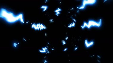 Çizgi film hız çizgileri olan mavi ışık tüneli. Siyah arka planda çizgi romanlar. Çizgi film tasarımı konsepti. Döngü canlandırması.