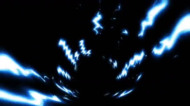 Çizgi Film Hız Çizgileri Olan Mavi Işık Tüneli Siyah Arka — Stok video