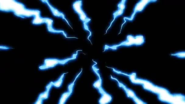 Τούνελ Μπλε Φως Κινούμενες Γραμμές Ταχύτητας Ακτινογραφίες Μαύρο Φόντο Σχέδιο — Αρχείο Βίντεο