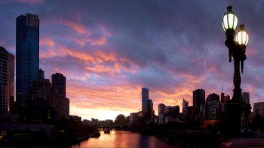 Melbourne at dusk clipart