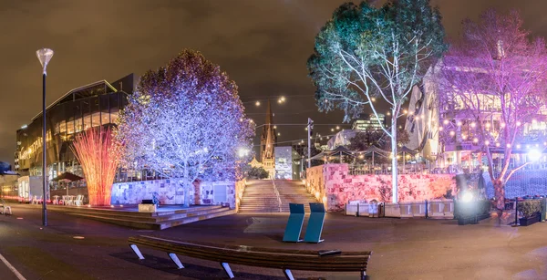 Melbourne a federace square — Stock fotografie