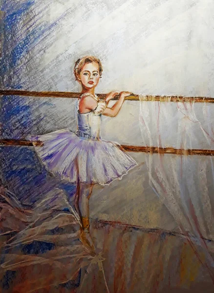 Серия Танцев Молодая Девушка Изучает Балет Рисунок Художника — стоковое фото