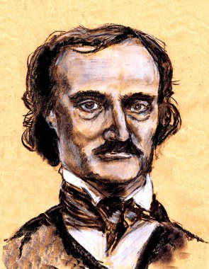 A series of great writers. Edgar Allan Poe - American writer, poet, essayist, literary critic and editor, representative of American romanticism. Creator of the classic detective story  clipart