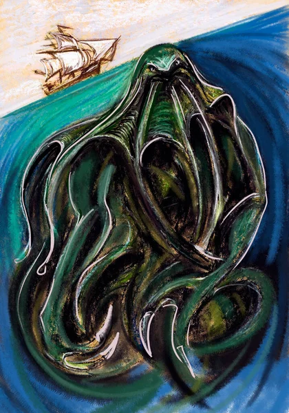 Antik Tanrılar Serisi Görüntü Dev Bir Deniz Canavarı Cthulhu — Stok fotoğraf