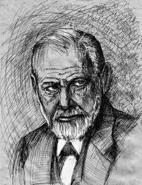 Sigmund Freud Born 1856 Austrian Psychologist Psychoanalyst Psychiatrist Neurologist Ink — Stock Photo, Image