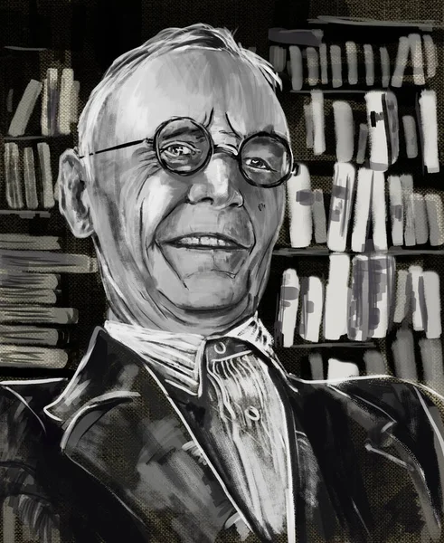 Yazarlık serisi. Herman Hesse bir Alman yazar ve sanatçı, Nobel Ödülü sahibi..