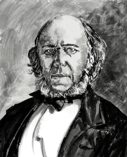 Rad Stora Vetenskapsmän Herbert Spencer Engelsk Filosof Och Sociolog — Stockfoto