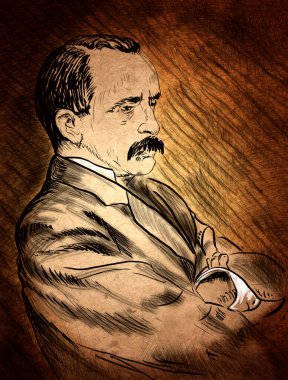 Bir dizi büyük yazar. Sir James Matthew Barrie, 1. Baronet, İskoç yazar, oyun yazarı.