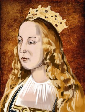 Isabella I was Queen of Castile from 1474 and, as the wife of King Ferdinand II, Queen of Aragon clipart