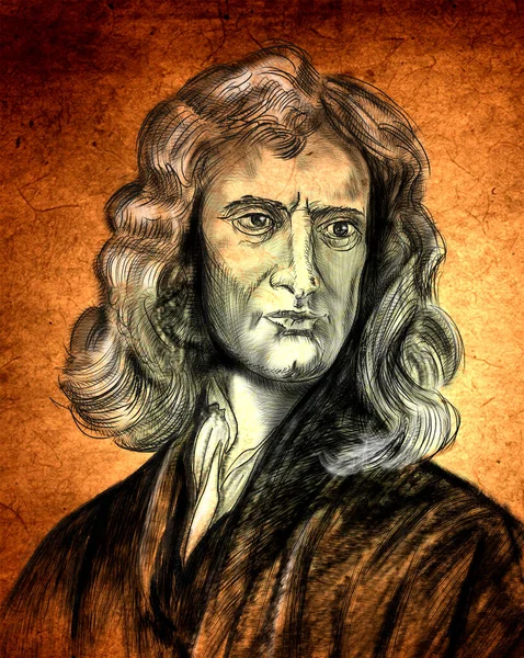 Сэр Исаак Ньютон Английский Физик Математик Механик Астроном Один Основателей Стоковая Картинка