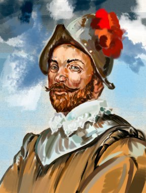 Sir Francis Drake  was an English explorer, sea captain, slave trader, privateer, naval officer, and politician. clipart