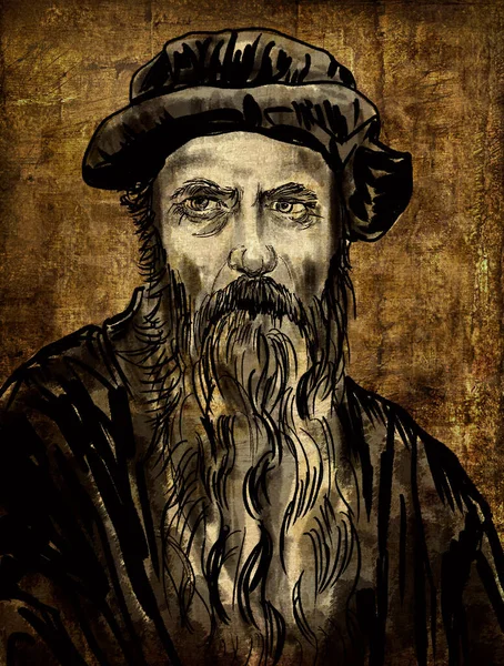 Johannes Gutenberg Artesão Inventor Alemão Que Originou Método Impressão Tipo — Fotografia de Stock