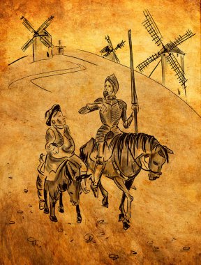 Don Quixote de la Mancha  is a middle-aged gentleman from the region of La Mancha in central Spain. Spanish novel by Miguel de Cervantes. clipart