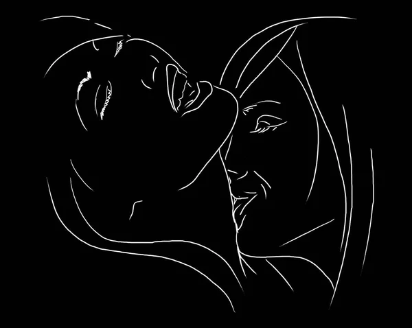 Иллюстрация Страстный Поцелуй Двух Женщин Лицензионные Стоковые Изображения
