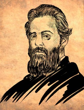 Herman Melville, American novelist, short-story writer, and poet, best known for his novels of the sea, including his masterpiece, Moby Dick clipart