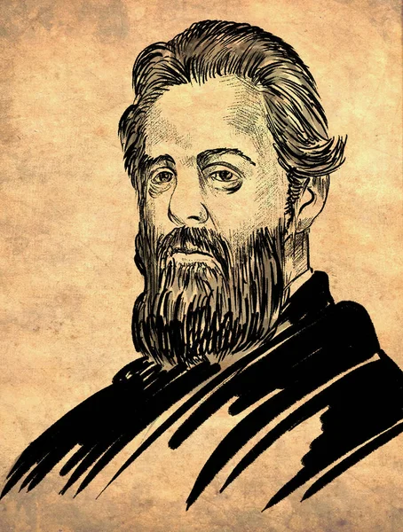Herman Melville Amerikanischer Romanschriftsteller Kurzgeschichtenautor Und Dichter Bekanntesten Für Seine — Stockfoto