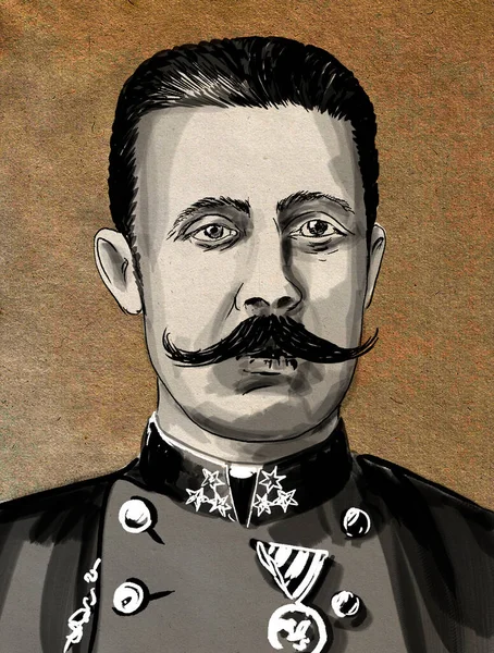 弗朗茨 费迪南德 奥地利东部大公 也称弗朗西斯 费迪南德 萨拉热窝 波斯尼亚和黑塞哥维那 奥匈帝国 奥地利大公 他的遇刺是第一次世界大战的直接原因 — 图库照片