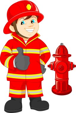 Fire fighter cartoon thumb up clipart