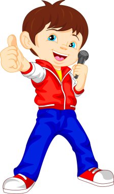 genç çocuk şarkıcı başparmak yukarı