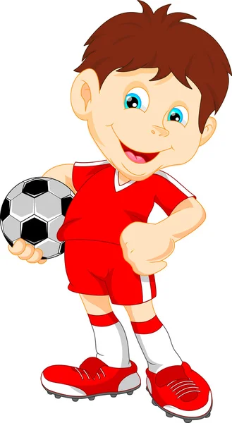 Cute boy soccer player — Stock Vector