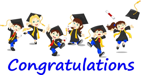 Happy children graduates — Stock Vector