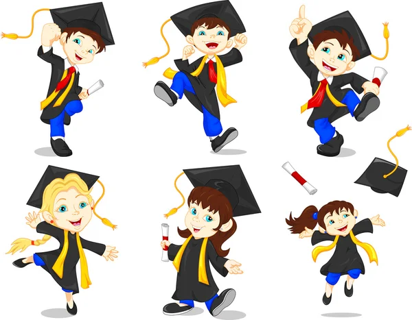 Niños felices graduados — Vector de stock