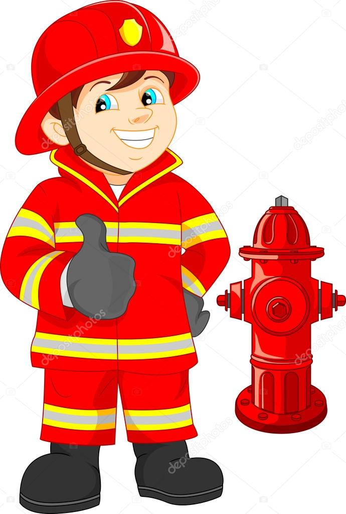 Fire fighter cartoon thumb up