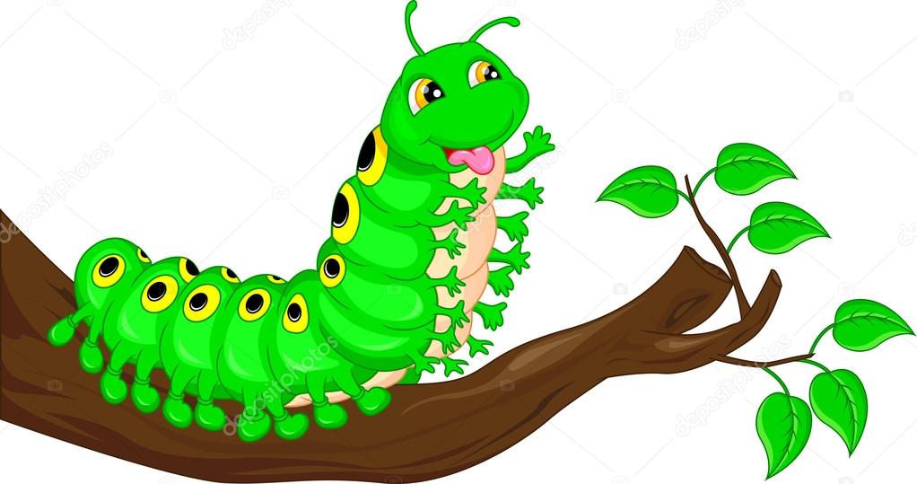 cute caterpillar waving cartoon