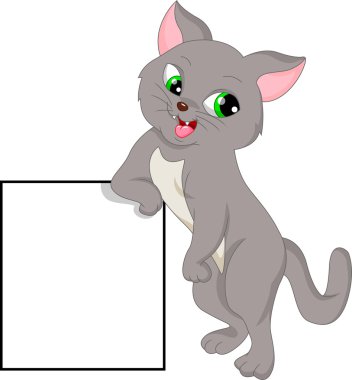 boş işareti ile sevimli kedi