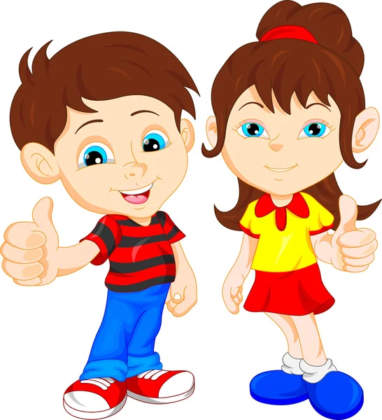 Boy and girl giving thumb up — Stock Vector
