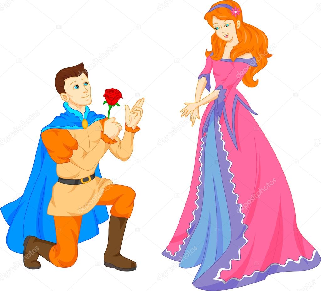 vector illustration of charming prince and beautiful princess