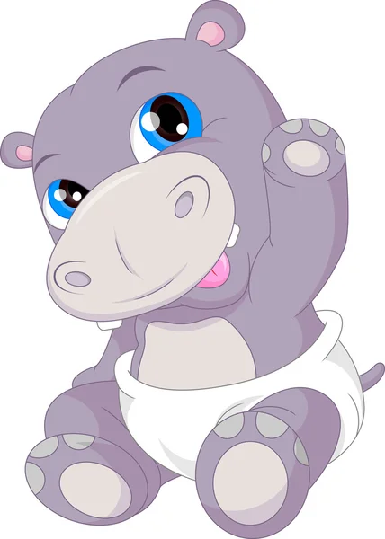 Mignon bébé hippopotame dessin animé agitant — Image vectorielle