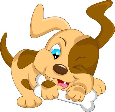 kemik ile şirin bebek köpek karikatür