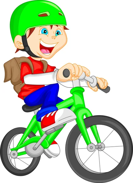 Cute boy riding bicycle — Stock Vector
