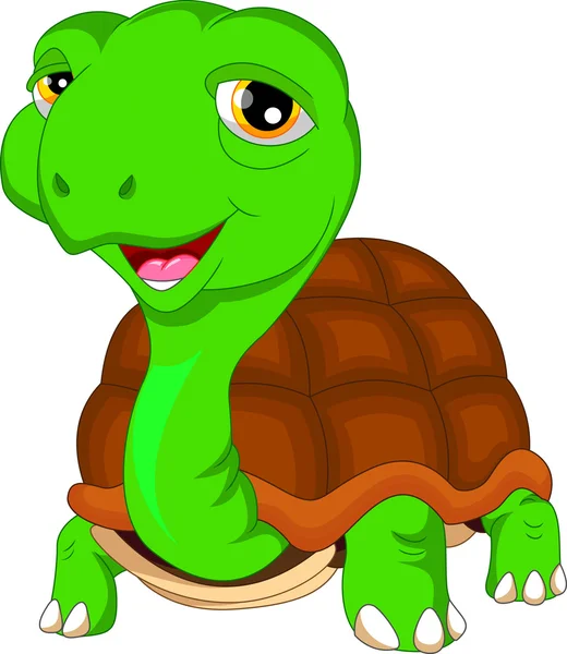 Bonito desenho animado tartaruga verde — Vetor de Stock
