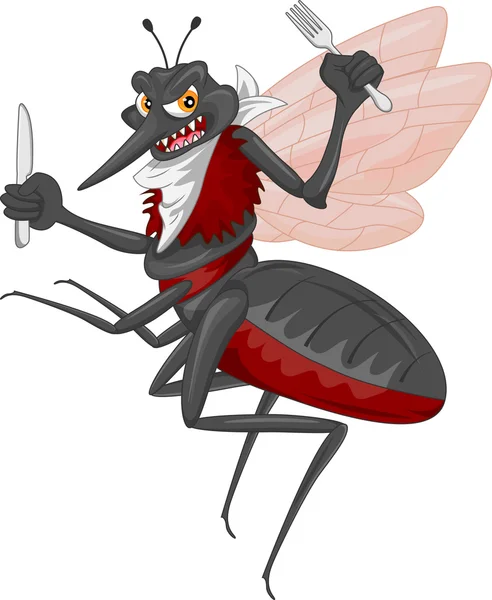 Ilustração vetorial de desenhos animados Mosquito pronto para comer —  Vetores de Stock