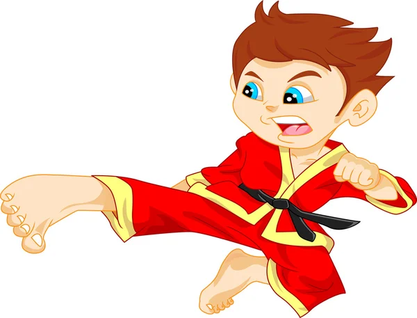 Lindo karate chico — Vector de stock