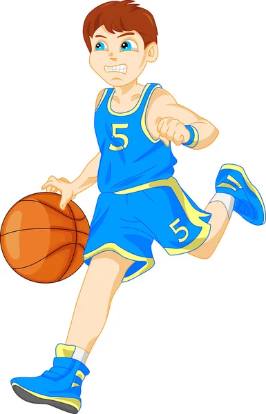 Niño jugador de baloncesto — Vector de stock