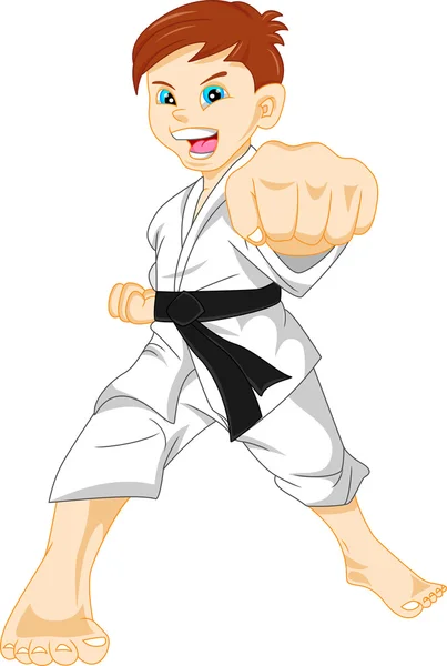 Aranyos karate fiú — Stock Vector