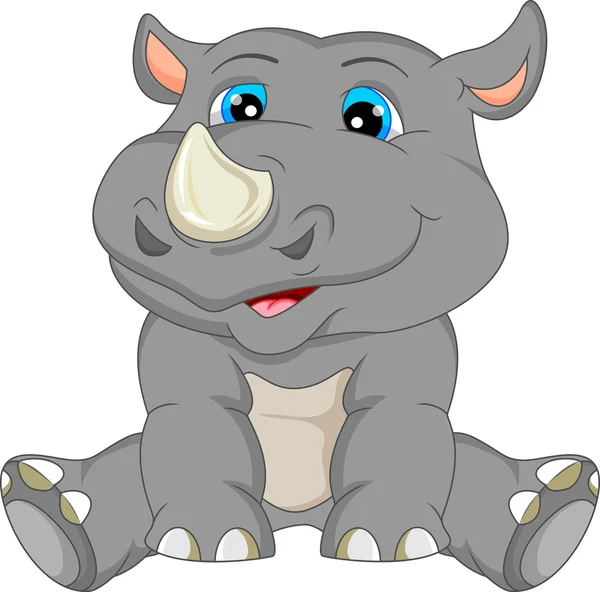 Cute baby rhino cartoon — Stock Vector