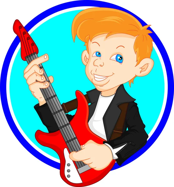 Pojke gitarrist — Stock vektor