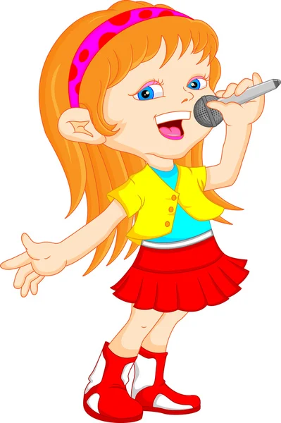 Chica joven cantando — Vector de stock