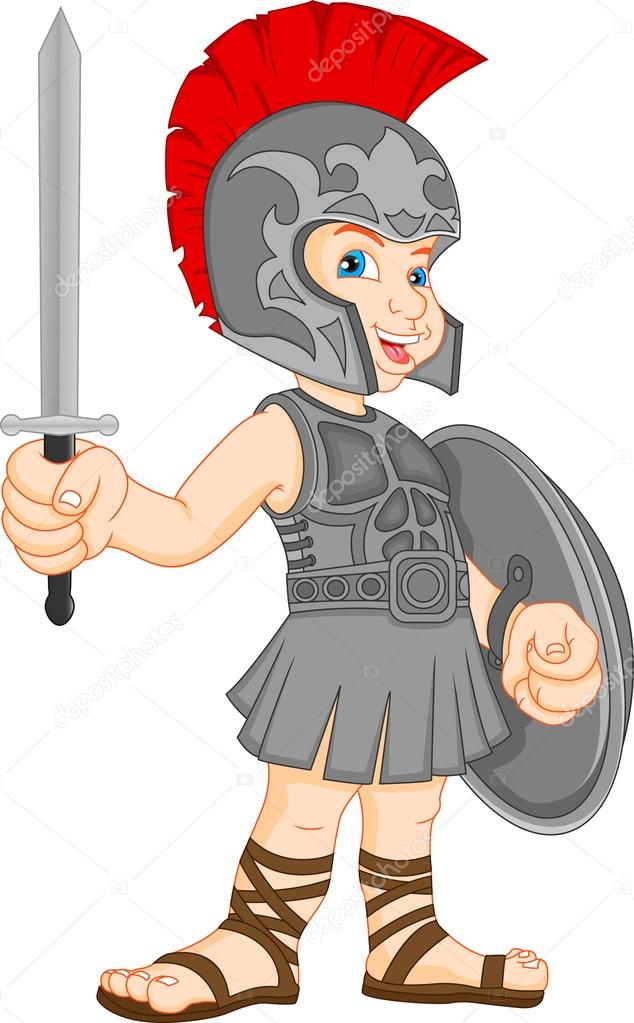 boy wearing roman soldier costume