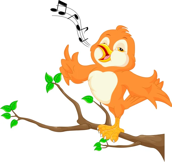 Cute bird singing — Stock Vector