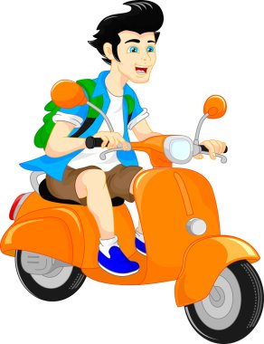 yakışıklı çocuk sürme scooter