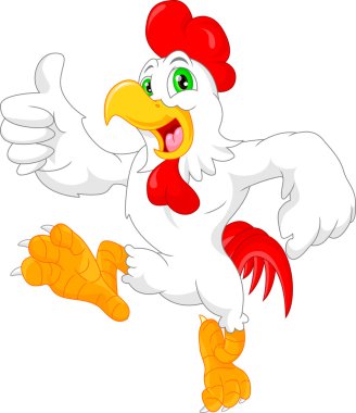 Şirin horoz karikatür başparmak yukarı
